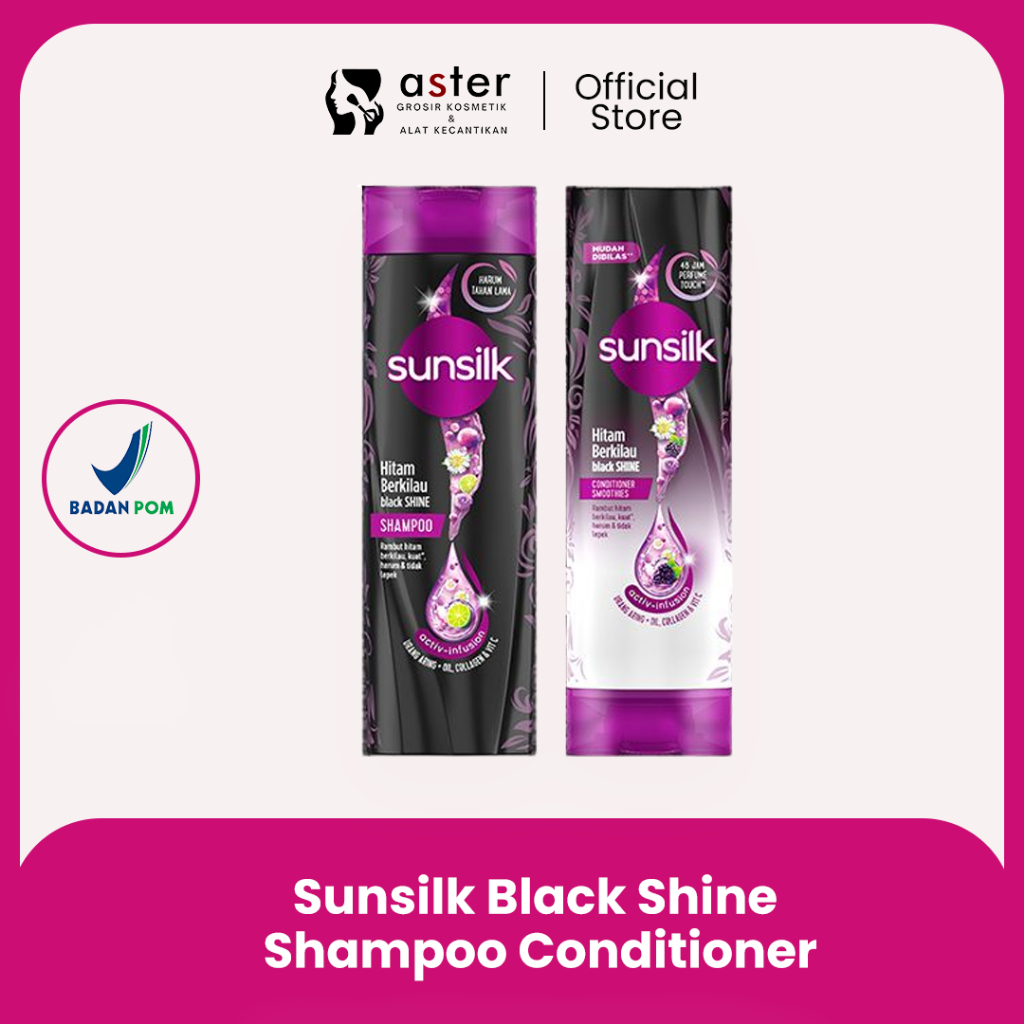 Aster Kosmetik - Sunsilk Hitam Berkilau Black Shine Shampoo Conditioner
