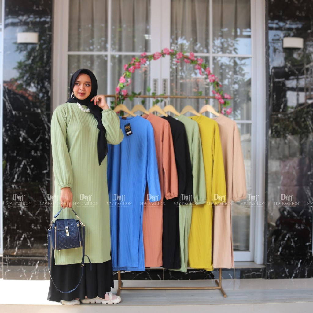 MAWADDAH Tania Long Tunik Knit Hornet Premium Jumbo /Baju Wanita Big Size Model Atasan Kekinian (Tan