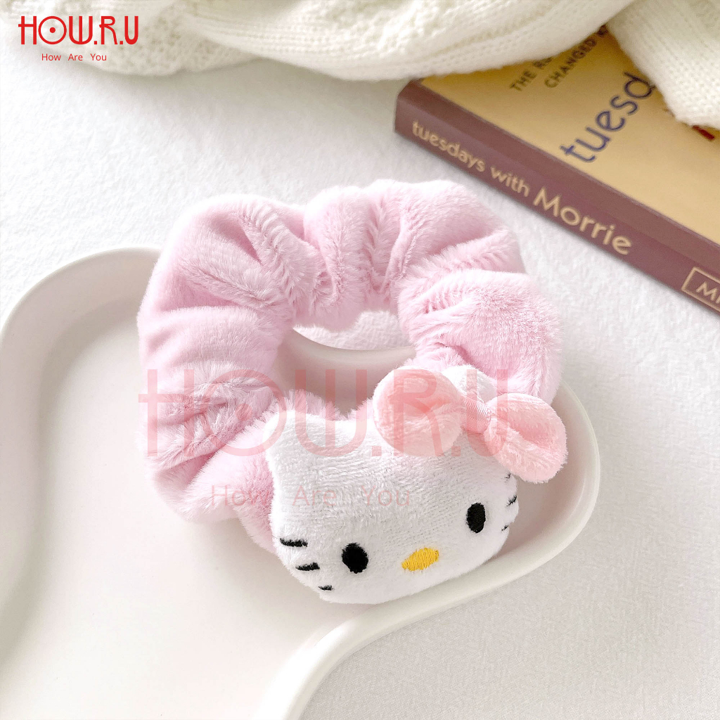 HOW.R.U | Scrunchie Fluffy Sanrio / Ikat Rambut Bulu Korea