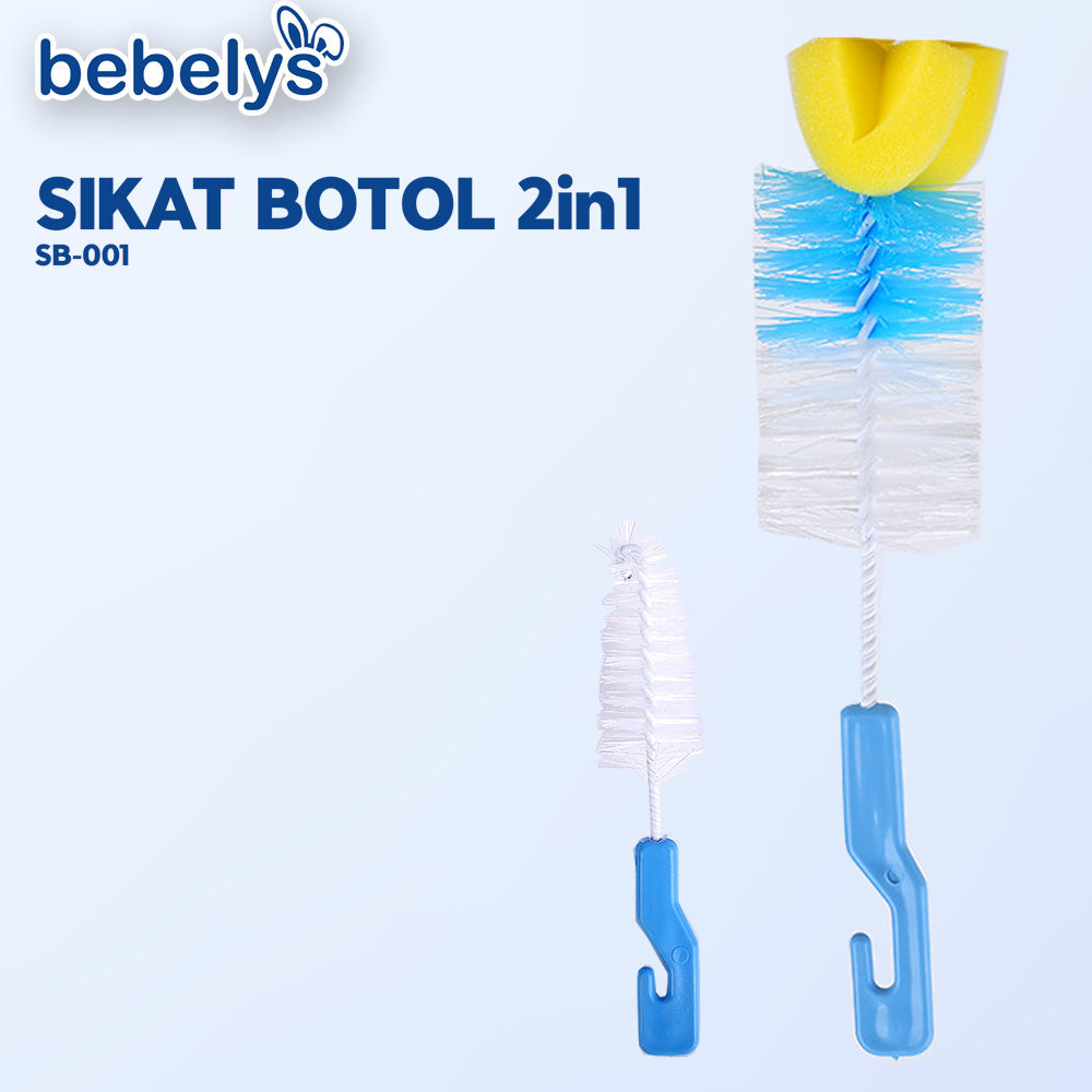 KTMSTORE BEBELYS SIKAT PEMBERSIH BOTOL SUSU 2IN1 BEBELYS SIKAT BOTOL BAYI ISI 2 SB-001