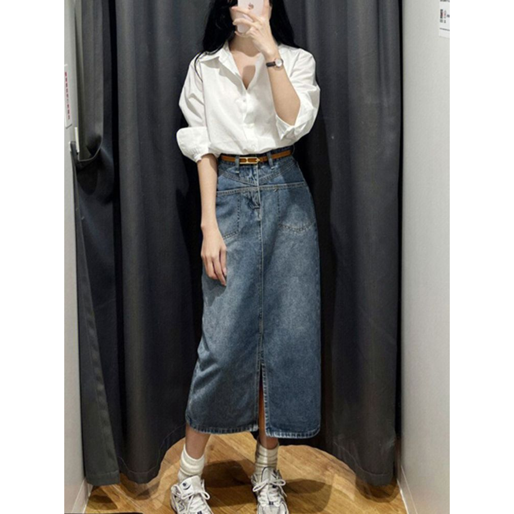 Rok denim import high waist kekinian murah terbaru