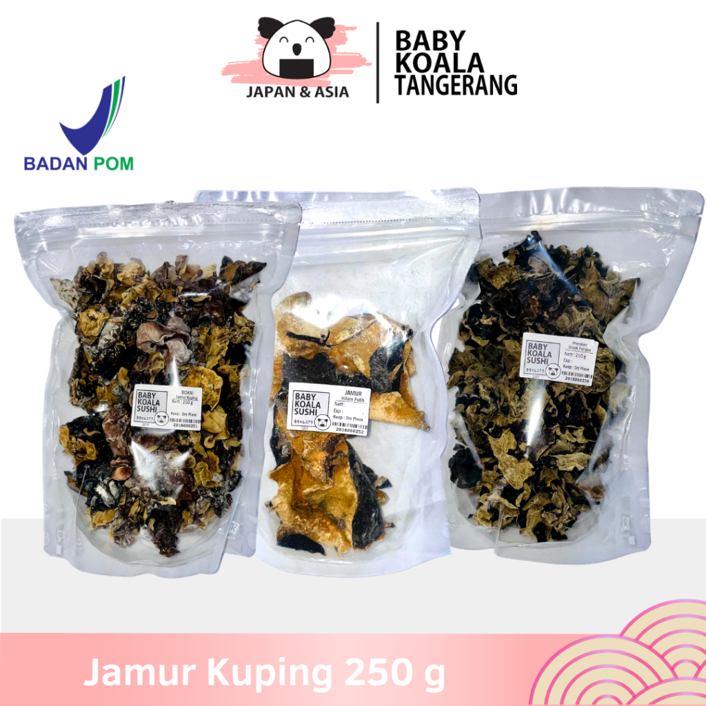 

BOKNI Jamur Kuping Kering Hitam & Putih 250 gr | Dried Black Fungus,,,----