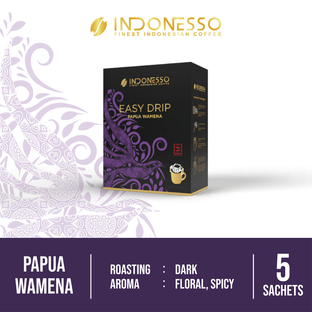 

INDONESSO Papua Wamena Speciaty Grade Easy Coffee Drip Bag Kopi Drip 5 Sachet x 11g