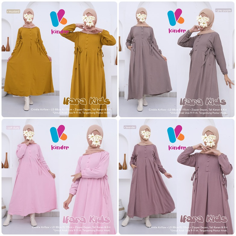 IFARA DRESS KIDS / 18.7 / BAHAN AIRFLOW / LD 88 CM / PB 115 CM / DRESS / ANAK PEREMPUAN / 9-11 TH / KINDER