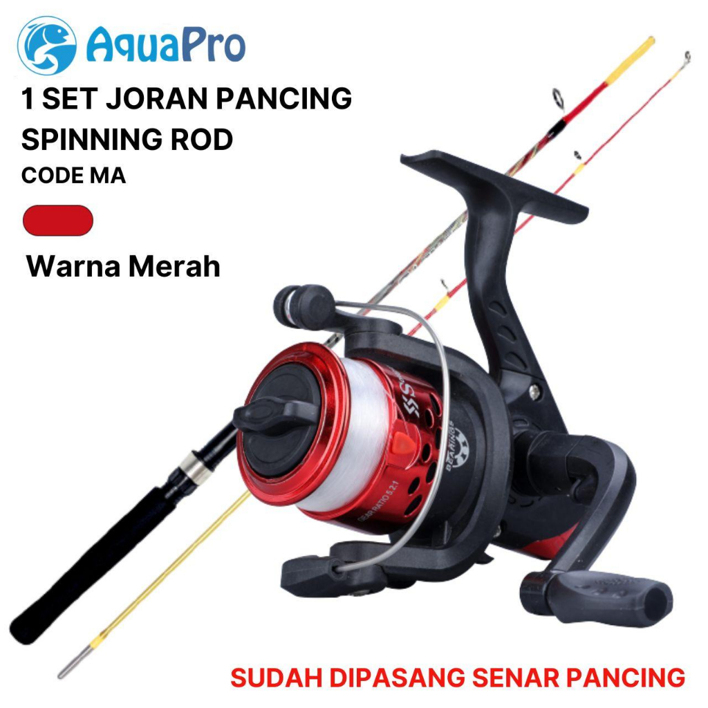 Paket Set Joran Pancing Spinning JM 1.20m / 1.35m / 1.50m Reel Pancing Series BH200 Spinning Rod Sudah Termasuk Senar Pancing