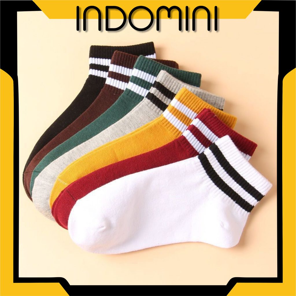 INDOMINI Kaos Kaki Motif 2 Garis Atas Mata Kaki / Kaos Kaki Laki-Laki Perempuan KK143
