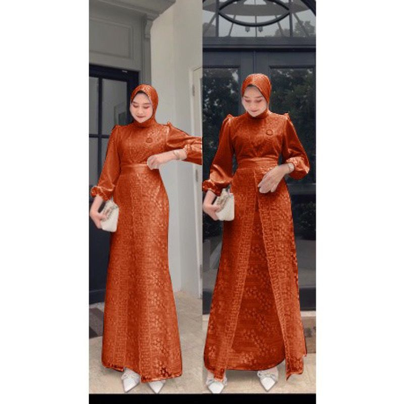 Produk Baru Malika Gamis Brukat Gamis Brukat Mewah Kekinian Seragam Kondangan Fashion Muslim Ukuran S-M, L, XL, XXL