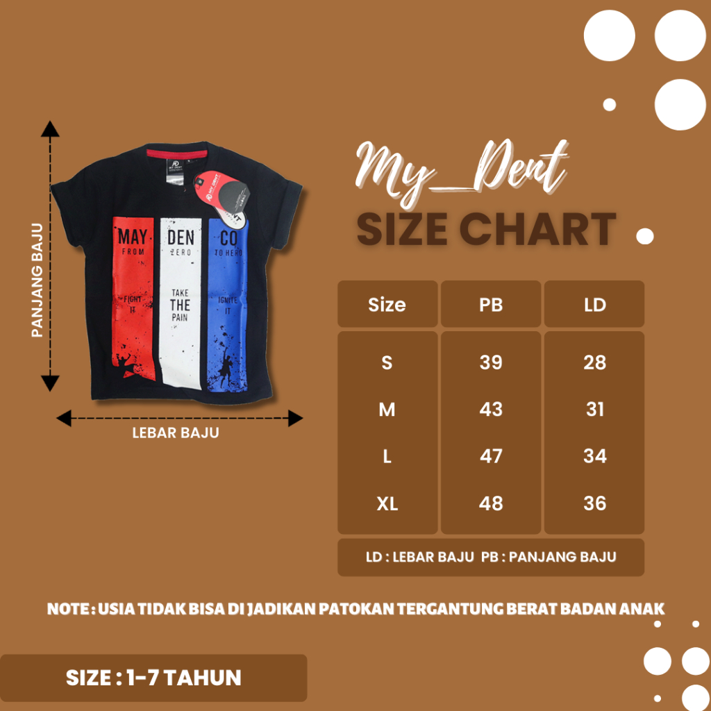 Mydent Baju Kaos Distro Anak Laki Laki Umur 1-7 Tahun Bahan Cotton