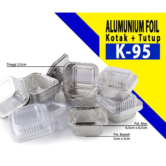 Aluminium Foil Cup OX 100 + Tutup Kotak K95  | Aluminium Foil Tray OX100 ( 111/34 ) Kotak Kecil Pers