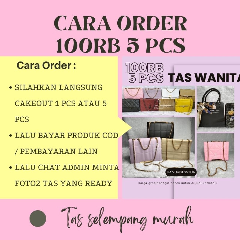 Grosir Tas Murah 100rb 5pcs tas Selempang pundak wanita cewek murah