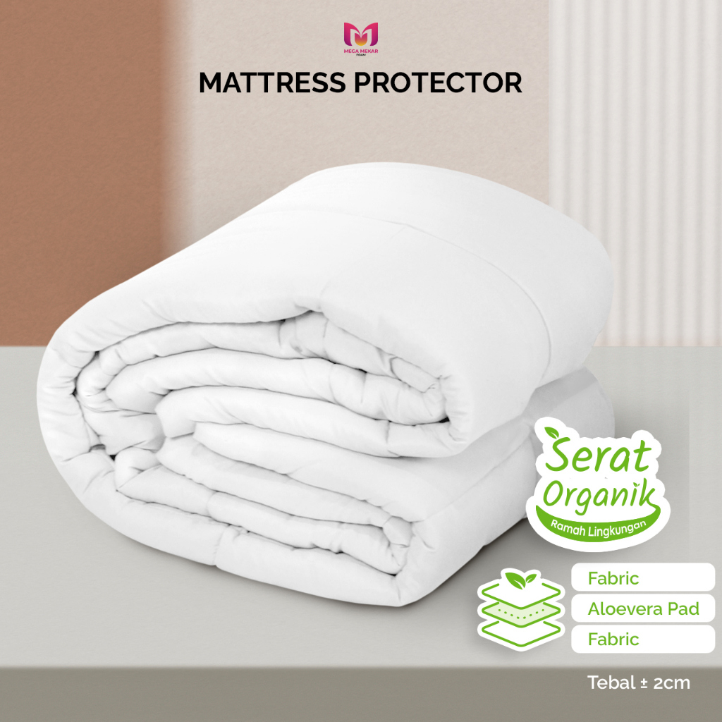 Matras Protector Serat Organic Anti Bacterial Anti Tungau Hypoalergenic / Topper kasur / Pelindung K
