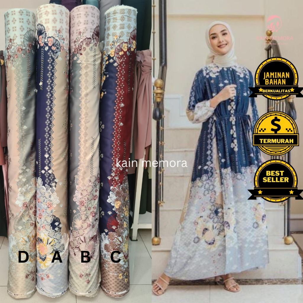 Kain Memoradior Silk Motif Bulan Bintang Mengkilap dan Premium Vol 3 Berbagai Warna Bahan Lembut dan Jatuh Lebar 150 cm Best Price