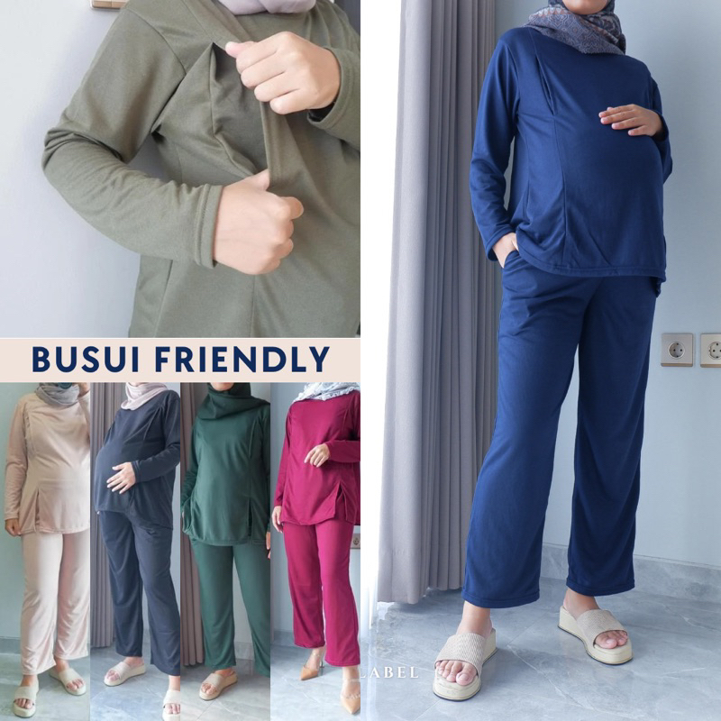Baju Setelan Menyusui KIARA ONE SET Bukaan Samping Kanan Kiri Babyterry - BUSUI KIARA ONE SET