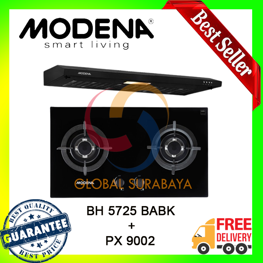 MODENA PAKET KOMPOR TANAM BH 5725 BABK + COOKER HOOD PX 9002
