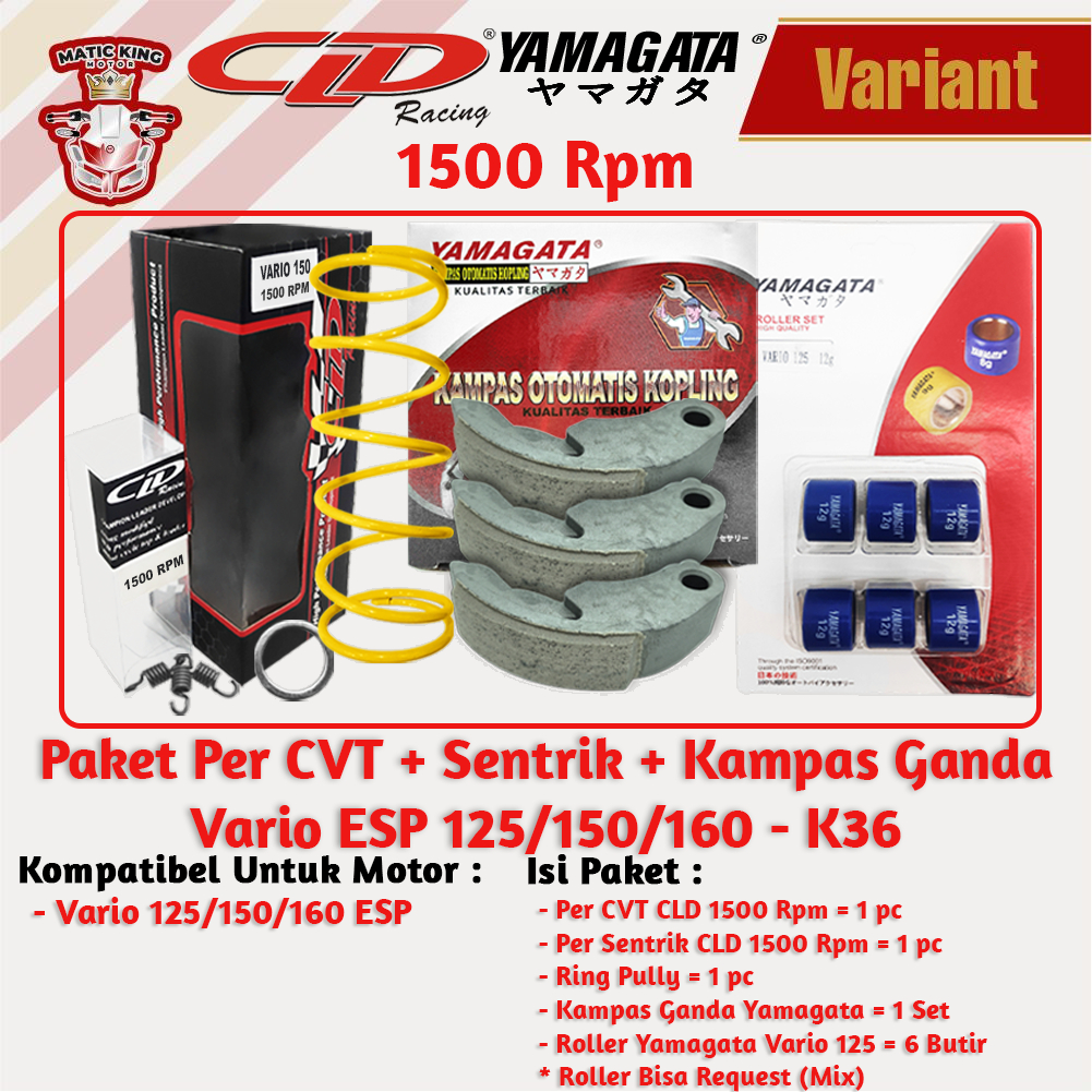 Paket Per CVT + Sentrik + Roller Kampas Ganda Honda Scoopy Beat Genio Deluxe Vario Spacy Karbu Fi ESP 110 CLD YAMAGATA 1000/1500 RPM