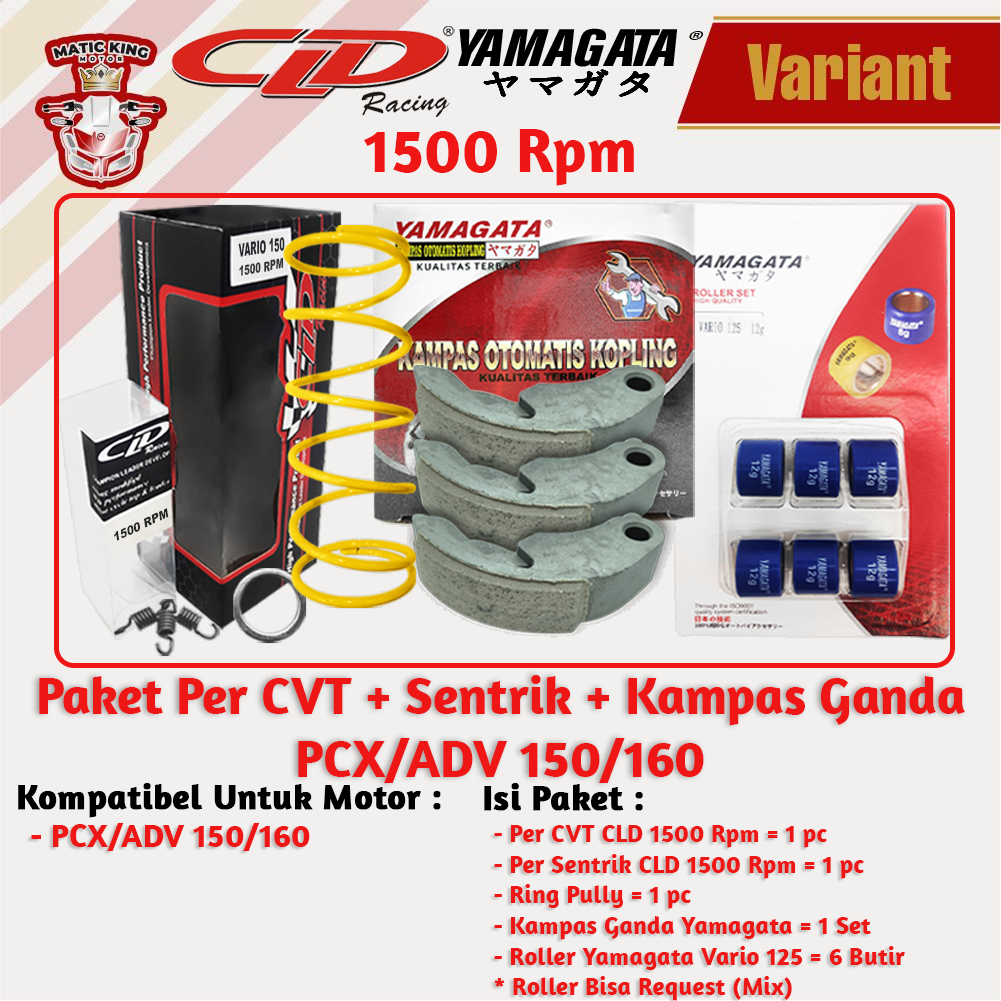 Paket Per CVT + Sentrik + Roller Kampas Ganda Honda Scoopy Beat Genio Deluxe Vario Spacy Karbu Fi ESP 110 CLD YAMAGATA 1000/1500 RPM