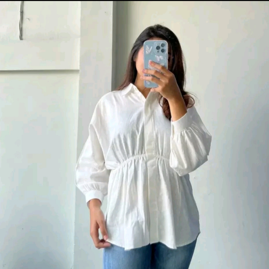 BLOUSE POLO LINEN // KEMEJA ALYA // ATASAN WANITA TERLARIS