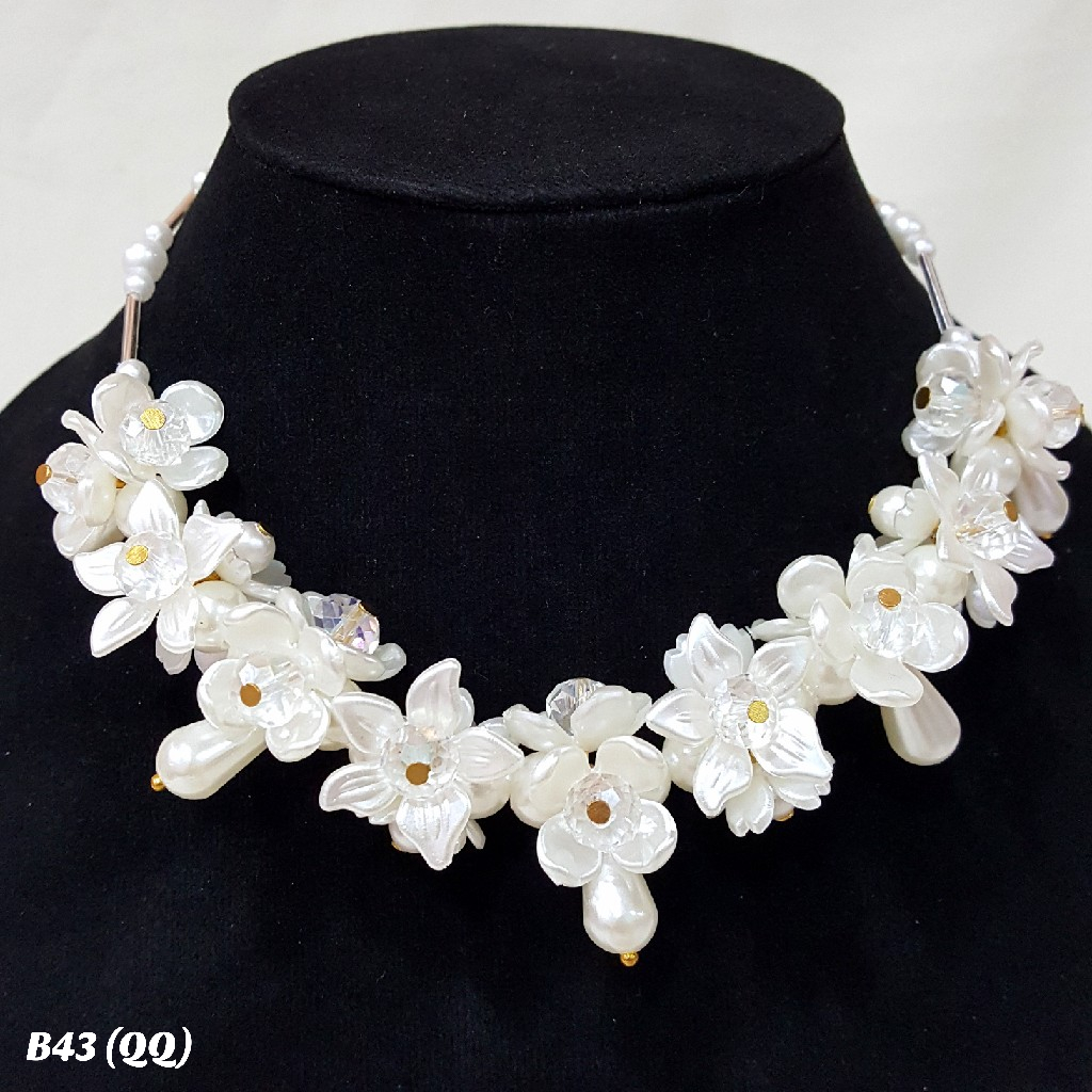 Kalung Hijab Beads Necklace Crystal Kalung Kondangan Kelopak Bunga - KH019