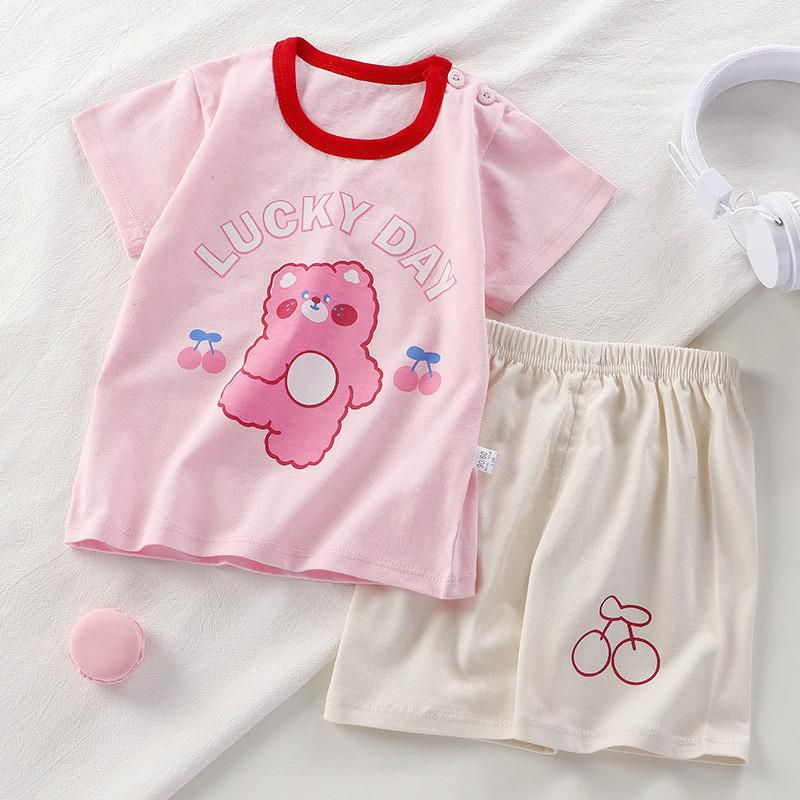 Setelan baju anak unisex Motif Karakter lucu / Pakaian bayi Import Korea usia 0-2 tahun