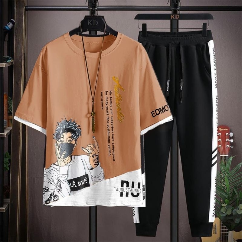 STELAN ( TAUKUAY ) STELAN PRIA DEWASA 1 SET KAOS DISTRO + CELANA PANJANG JOGGER MODEL TERBARU