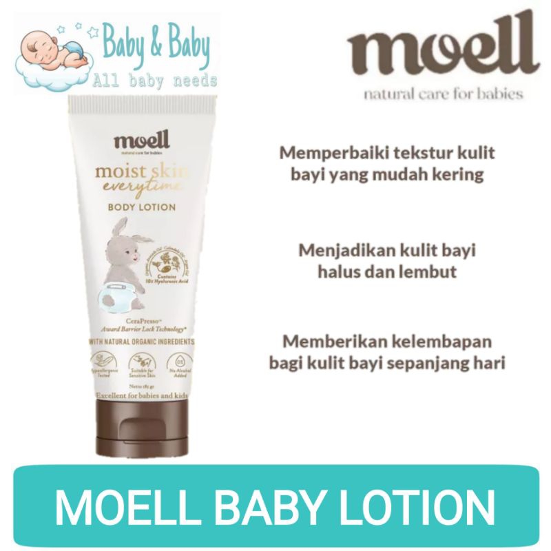 Moell Moist Skin Everytime 185gr / Body Lotion Bayi / Natural Organic