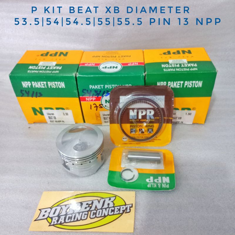 PISTON KIT BEAT KVY BEAT KARBU XB DM 53.5|54|54.5|55|55.5 PIN 13 NPP-BOYRENK RACING