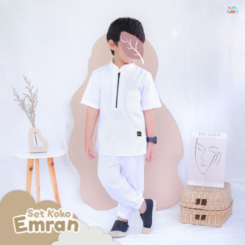 Baju Koko Putih Anak & Remaja Emran / Aiman