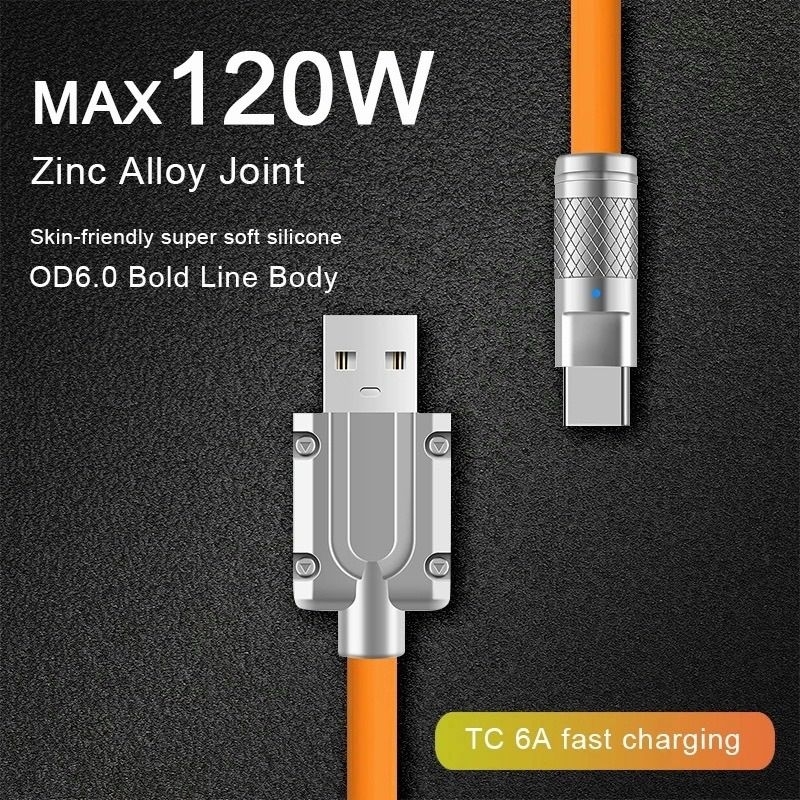 ORIGINAL Gorilla Power Max 120W 6A Kabel Data Plat Besi Fast charging Micro USB/ Type C/ Lightning iPhone 6 7 8 XR XS 11 12 13 Pro Max Cable Quick Charge