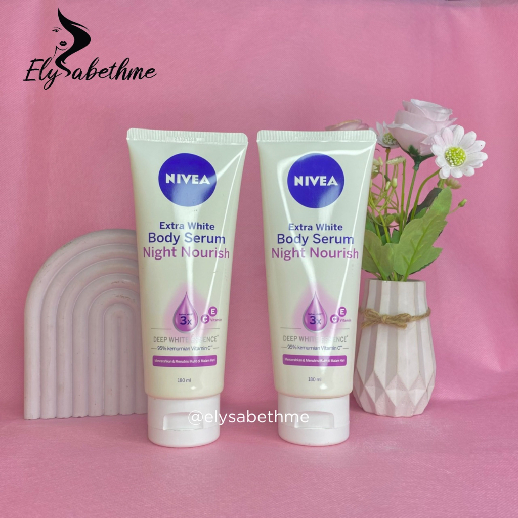 ✿ELYSABETHME✿ 𝓷𝓲𝓿𝓮𝓪 Nivea night nourish body serum pemutih badan tone up instan cerah putih