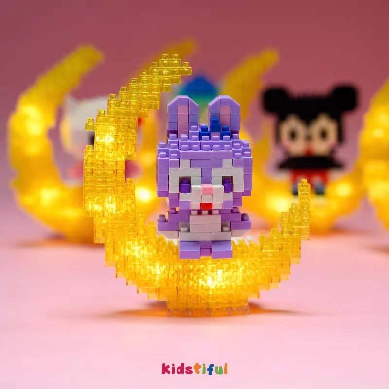 Mainan Balok Bangunan Glowing Lampu Seri Kartun Binatang Model DIY Blok Bangunan Bata Kit Bricks Bulan Anak Mainan Pendidikan Nano Block