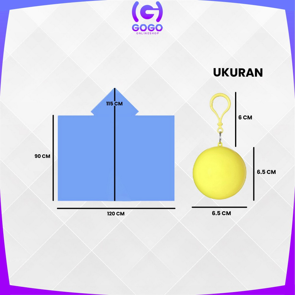 GOGO-C853 Jas Hujan Bola Plastik Gantung Warna Warni Anti Air / Jas hujan Konser Raincoat Travel Portable Dengan Gantungan Bola Kunci