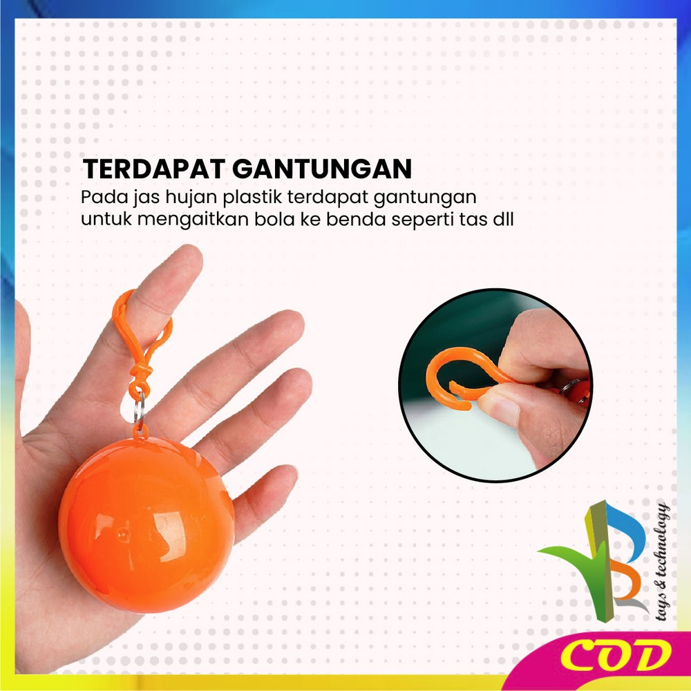 RB-C853 Jas Hujan Bola Plastik Gantung Warna Warni Anti Air / Jas hujan Konser Raincoat Travel Portable Dengan Gantungan Bola Kunci