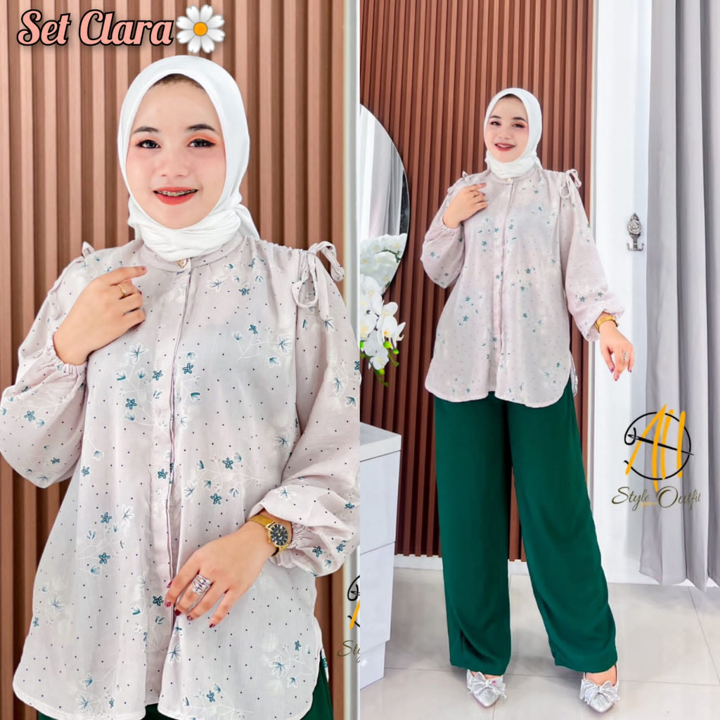 Clara Set by AH Style Outfit/celana cringkle