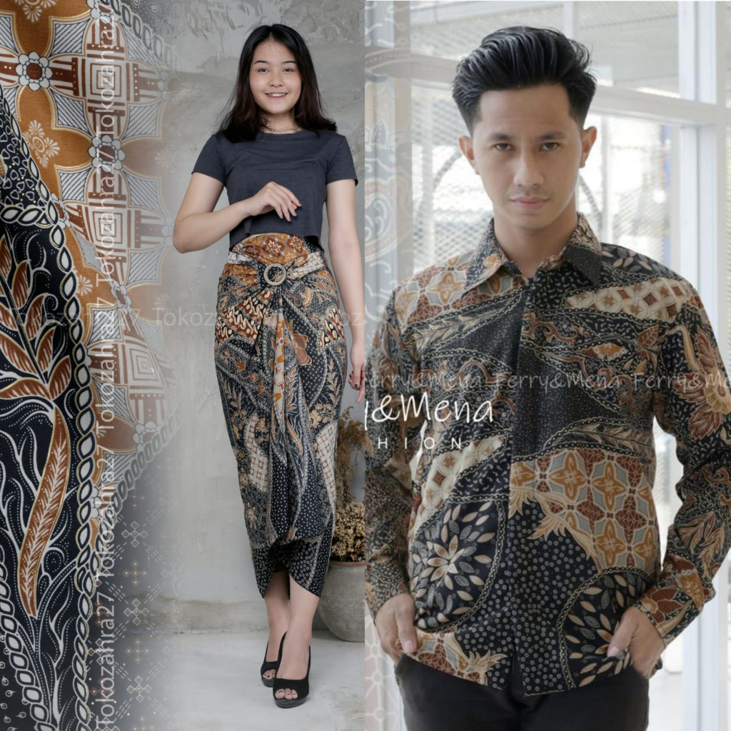 Couple Kemeja Panjang Rok lilit Batik Motif LK