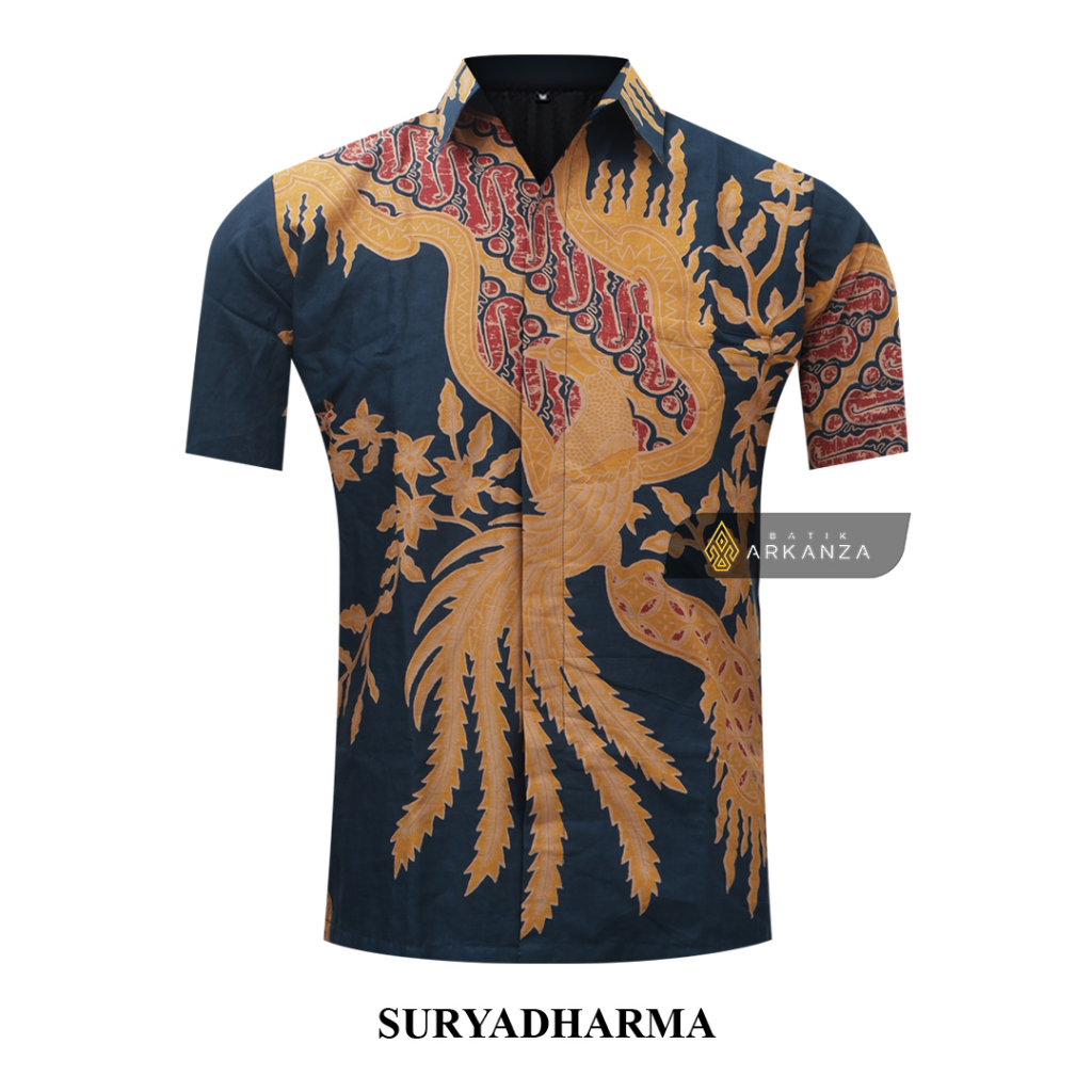 BATIK ARKANZA Motif SURYADHARMA Hem Atasan Kemeja Baju Batik Pria Cowok Laki Laki Slimfit Full Lapis Furing Lengan Panjang Lengan Pendek Original Asli