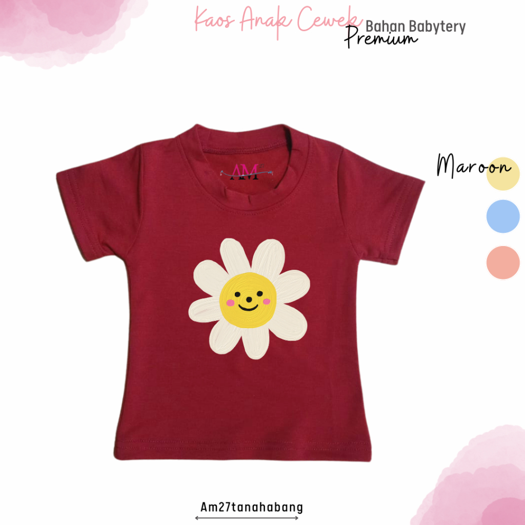 003 Premium Production! Kaos Anak Cewek BABYTERY Spandek 1-9 tahun motif DAISY