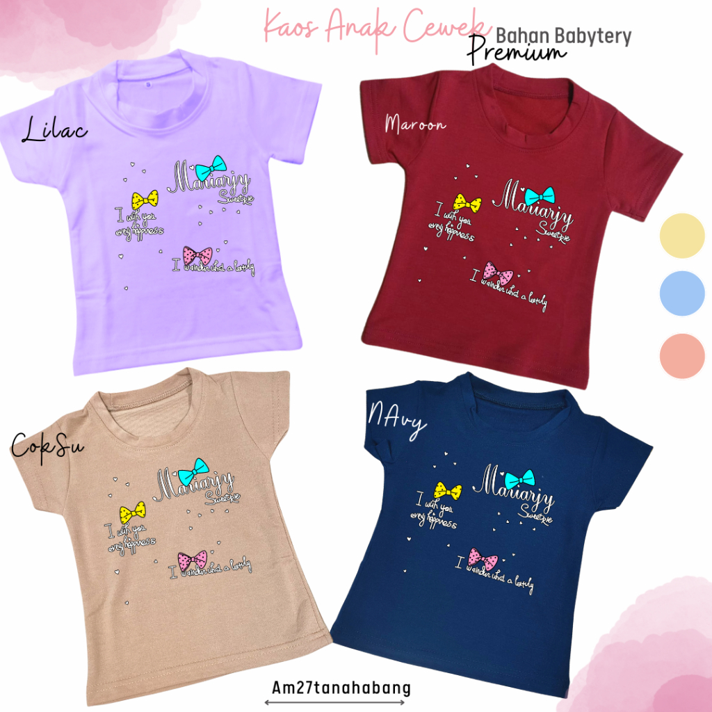 003 Premium Production ! Kaos Anak Cewek BABYTERY Spandek 1-10 tahun