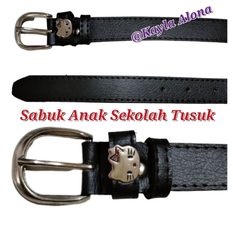 SABUK / IKAT PINGGANG  ANAK HITAM MODEL TUSUK " HELLO KITTY "