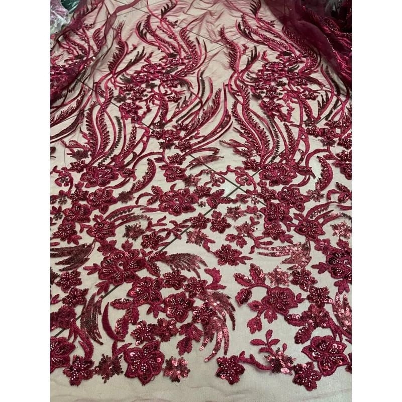 (COD) bahan kain tulle korea sifalete full payet terbaru/ tille gaun pengantin full payet mewah/baka