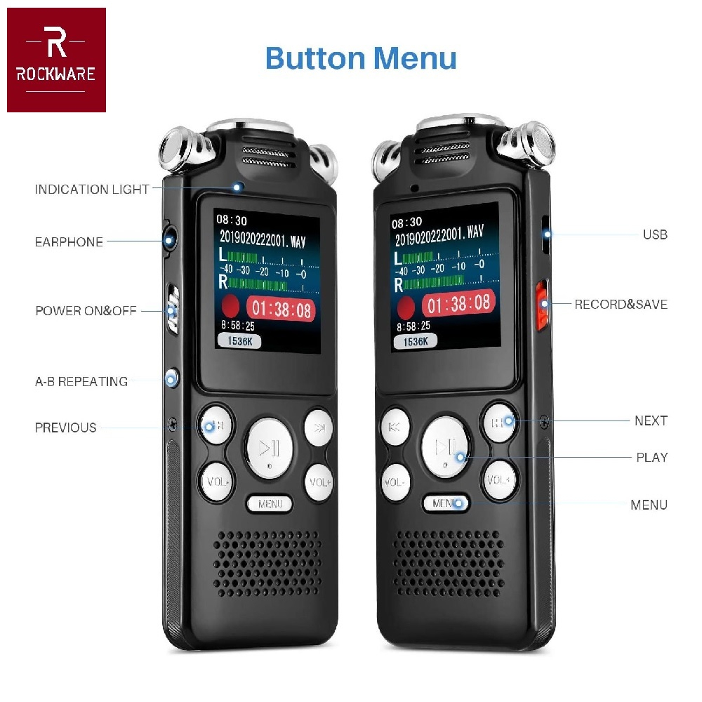 ROCKWARE RW-AVR09 - Digital Voice Recorder - Perekam Suara Digital 8GB