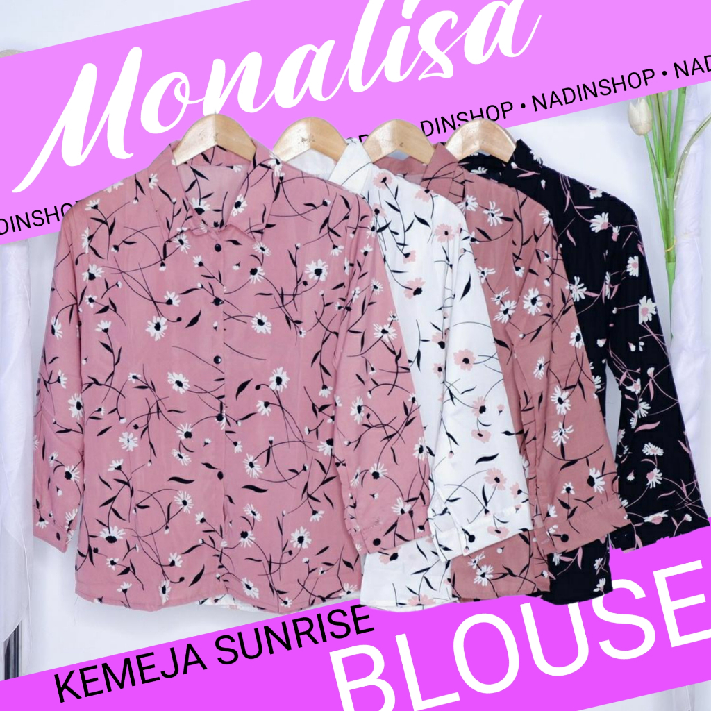 Nadinshop KEMEJA MONALISA SUNRISE BLOUSE | kemeja monalisa sunrise wanita | kemeja sunrise korea sty