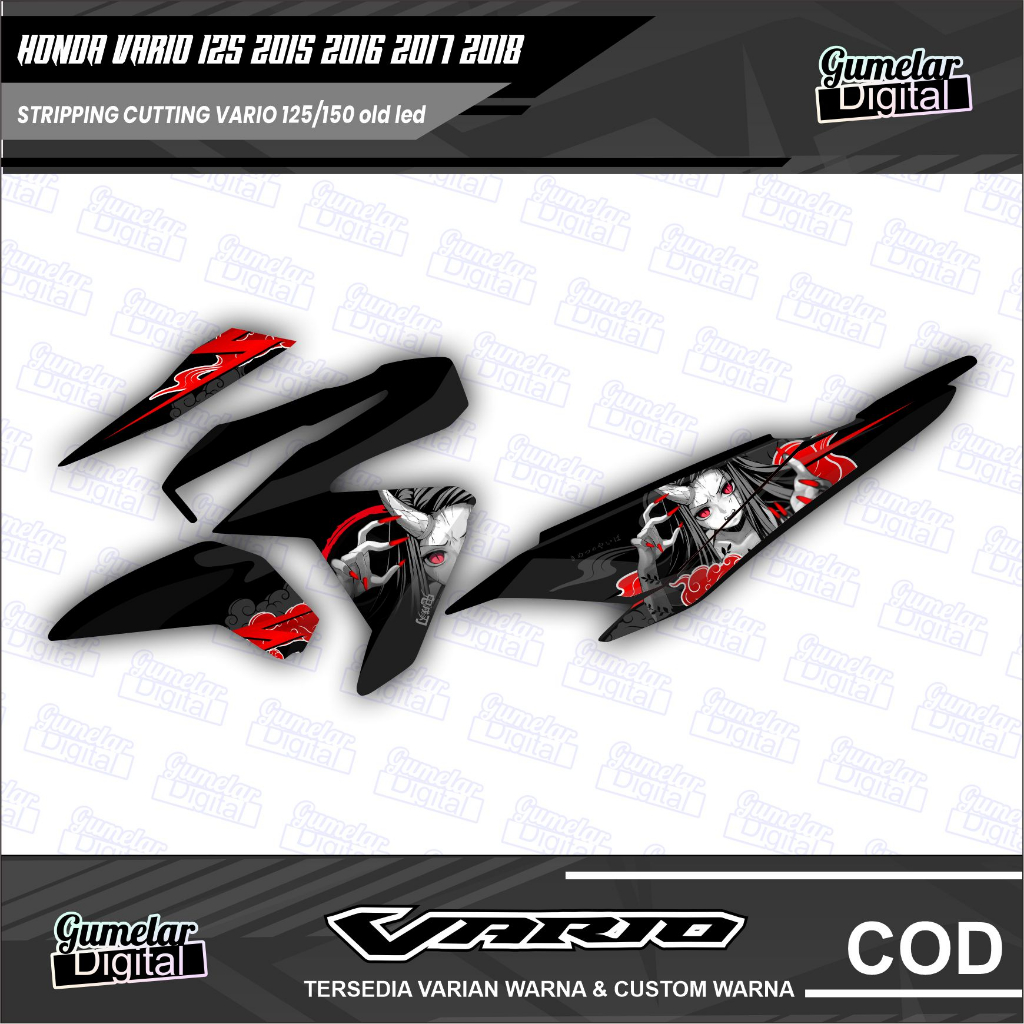 STRIPPING SIMPEL HONDA VARIO 125 150 LED OLD NEZUKO DEMON SLAYER MODE DEMON SUDAH DI CUTTING