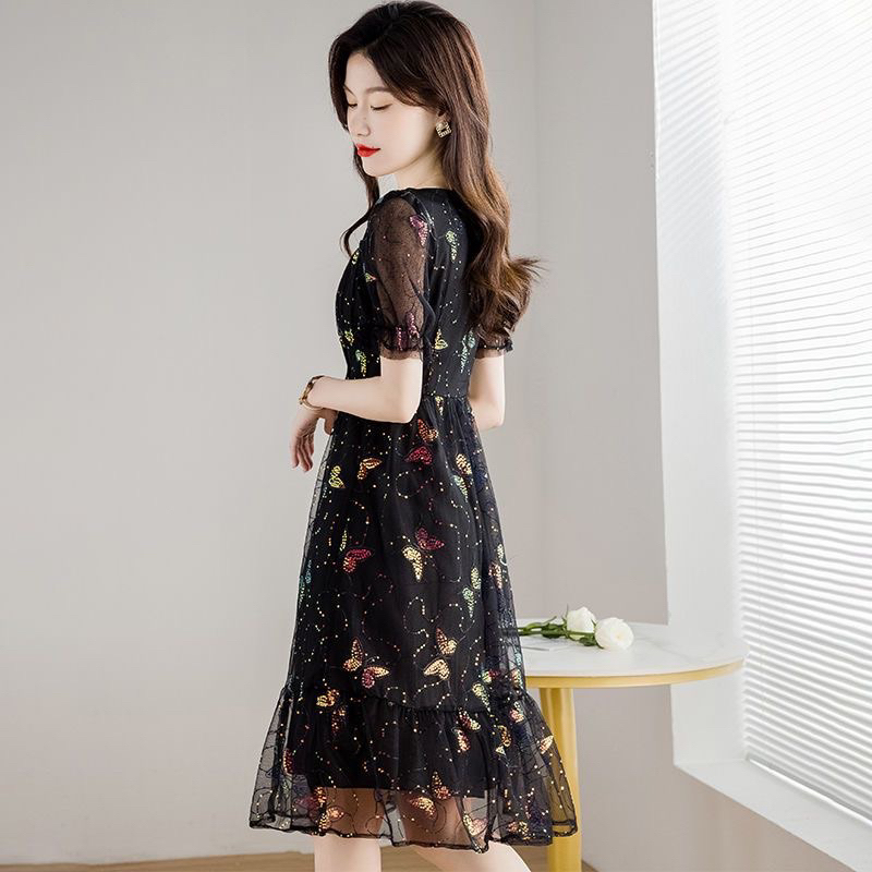 Dress Black Butterfly Rainbow M499