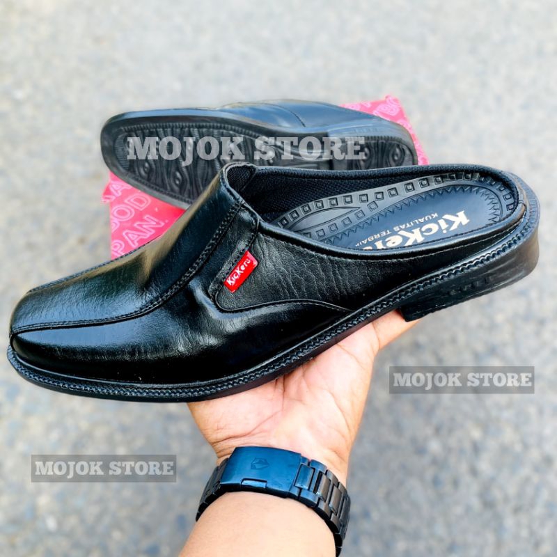 Sepatu Slop Pria Kulit Sepatu Slop Bustong Trendi Fashion