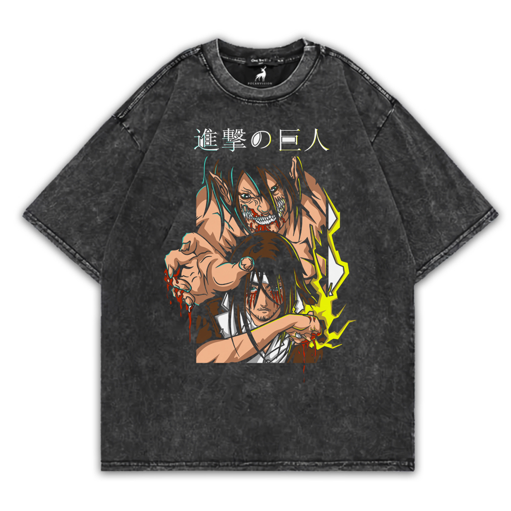 PolarVision T-shirt Washed Washin Oversize Jujutsu Kaizen Anime Kartun Wibu