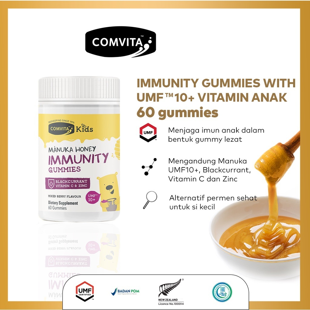 Comvita Kids Immunity Gummies Manuka Honey Permen Vitamin Suplemen Anak