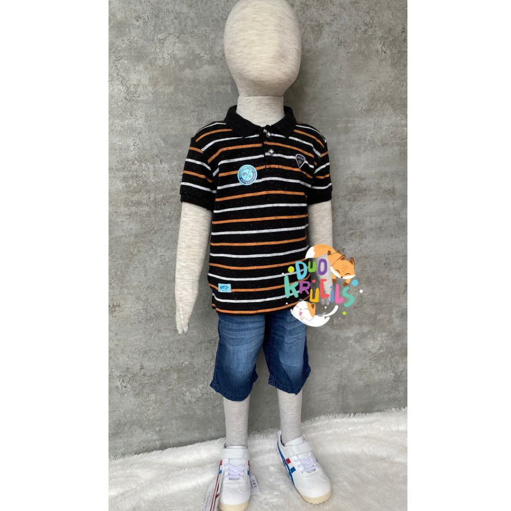 Kaos Polo shirt anak motif GARIS GARIS MRJR