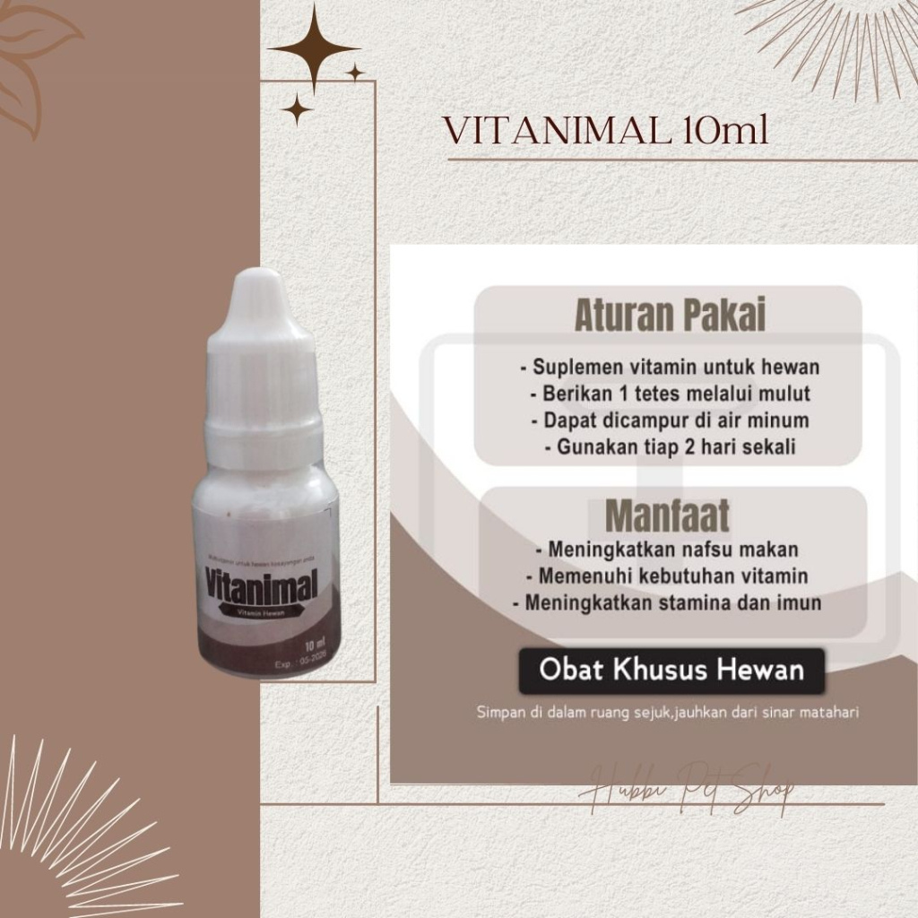 VITANIMAL DROP 10ml - Vitamin Kucing Penambah Nafsu Makan Daya Tahan Tubuh Cat Kitten Obat Nafsu Makan Kucing