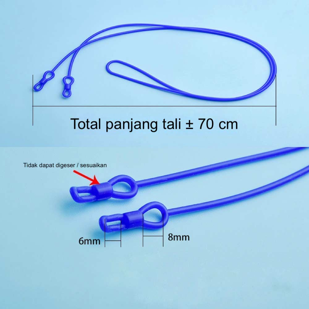 Tali Strap [ Hitam ] Earhook Kacamata Pria dan Wanita - Penahan Anti Jatuh - Rubber TL8239