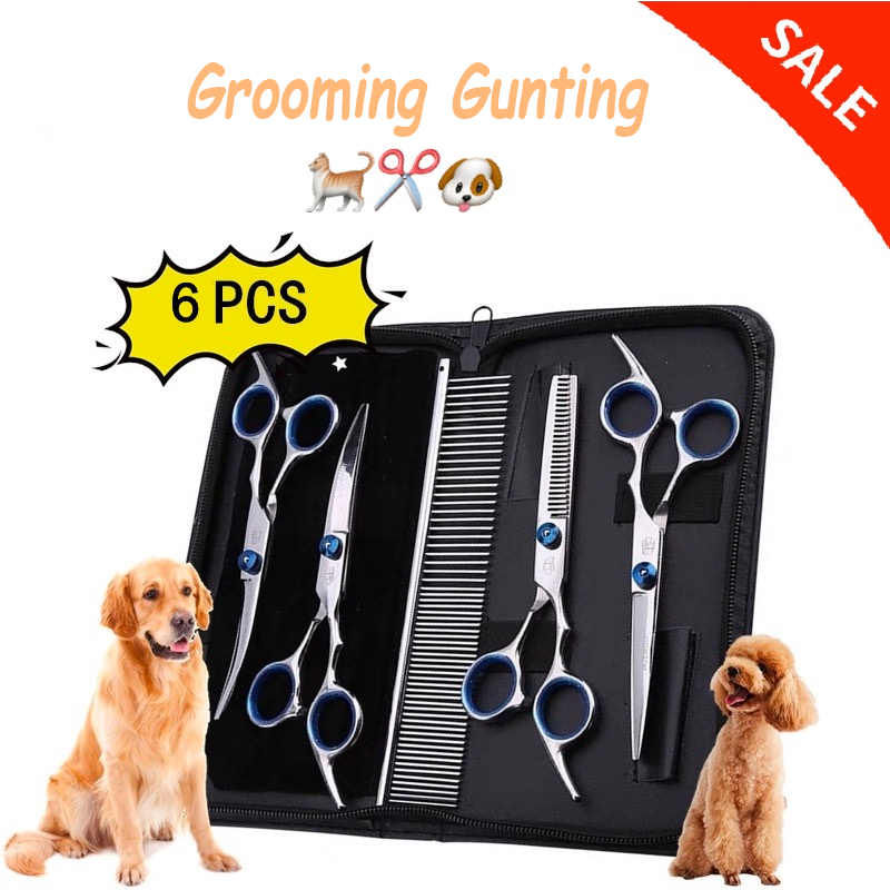 6pcs Gunting grooming Anjing / Kucing Peliharaan Model Lengkung Atas Bawah